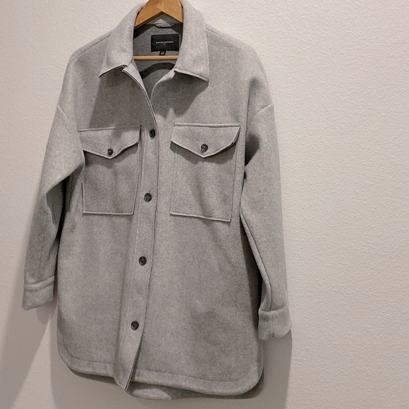 Banana Republic Light Gray Shirt Jacket MEDIUM - Picture 12 of 12